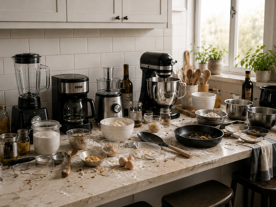 Messy kitchen before